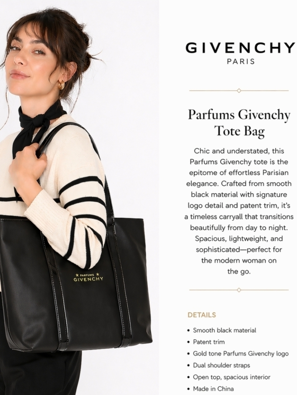 Givenchy Black Leather Tote with Gold Logo